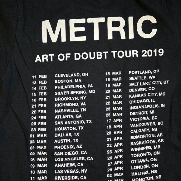 Metric Art Of Doubt Tour 2019 T-shirt - Picture 3 of 3